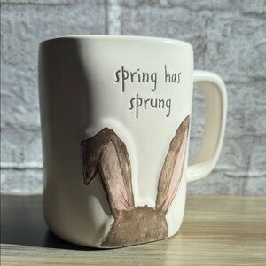 Rae Dunn Cream Mug with Bunny Ears and Text